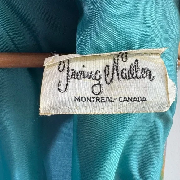 Vintage 60s Irving Nadler Watercolor Shift Dress S/M Green Sleeveless Ruffle Mod - Picture 12 of 12